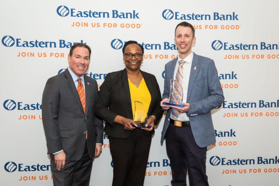 Eastern Bank Community Advocacy Award Celebrating Zelma Khadar and Lucas Skorczeski at Lenzi’s.