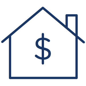 icon illustrating a dollar sign within a home