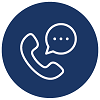Blue icon of a phone