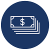 Blue icon of money