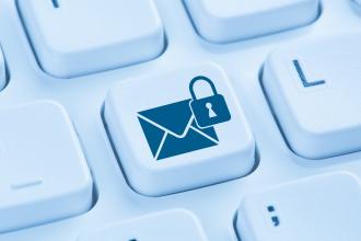 Illustration of a keyboard with secure email symbol