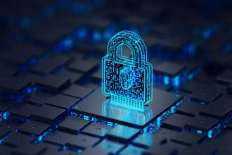 an illustration of a digital lock on top of a keyboard