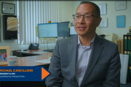 Michael Cancilliere, president and CEO of Cooperative Production, sits in his office and speaks about working with Eastern Bank