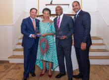 Photograph of Bob Rivers, Ray Hammond, Gloria White-Hammond, and Quincy Miller