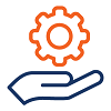 Icon of a hand holding a gear