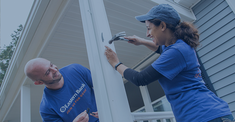 Eastern Bank volunteers at Habitat for Humanity
