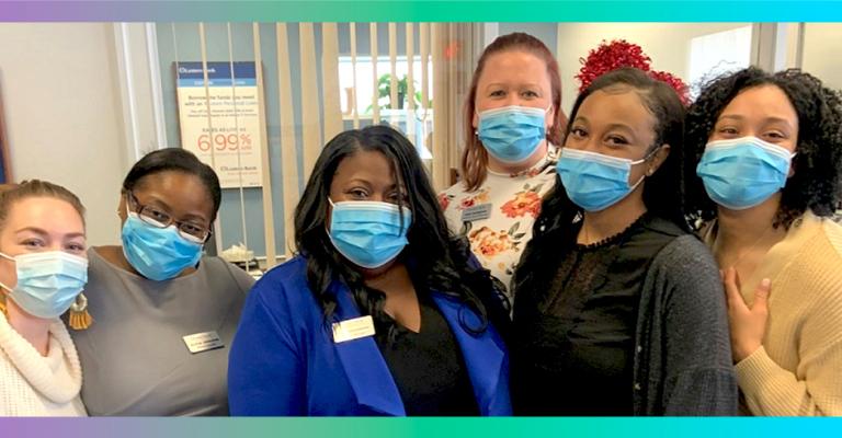 Group shot of Eastern Bank women employees.