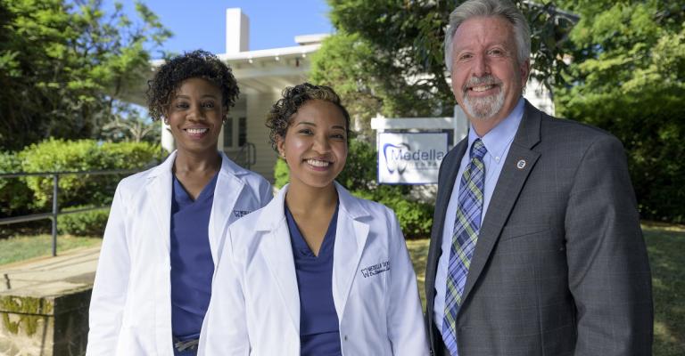 Dr. Sabrina Coombs and Dr. Stephanie Sadler of Medella Dental with their Eastern Bank Relationship Manager Dan Donovan.